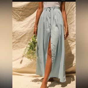 Blue chambray maxi skirt